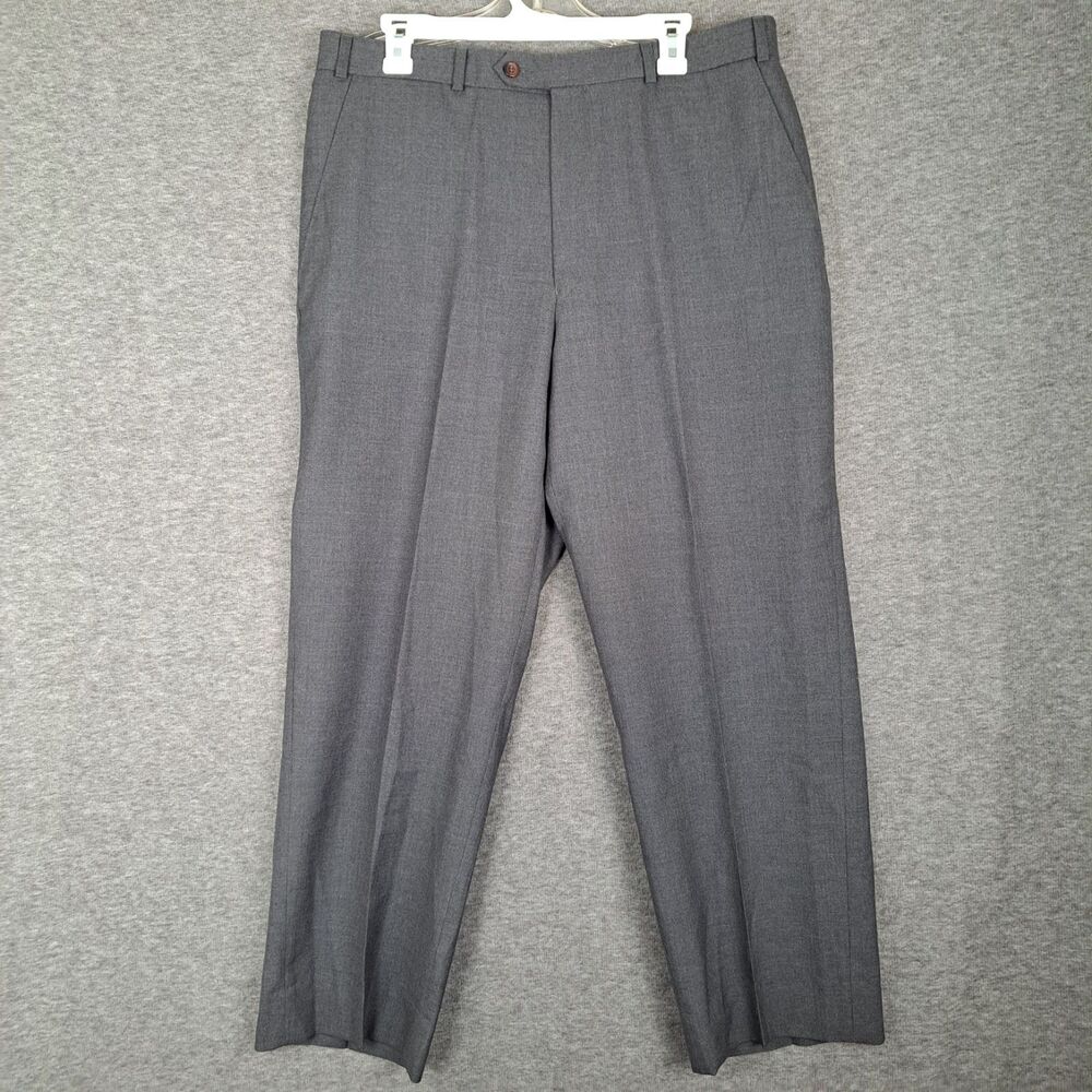 VTG Chaps Ralph Lauren 100% Wool Trousers Flat Mens Pants 35x29 Medium Grayβ